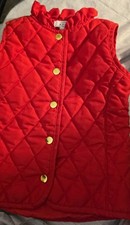 Crown Ivy Kids Quilted Vest 4T Girls Red Ruffle Gold Snaps Preppy Holiday