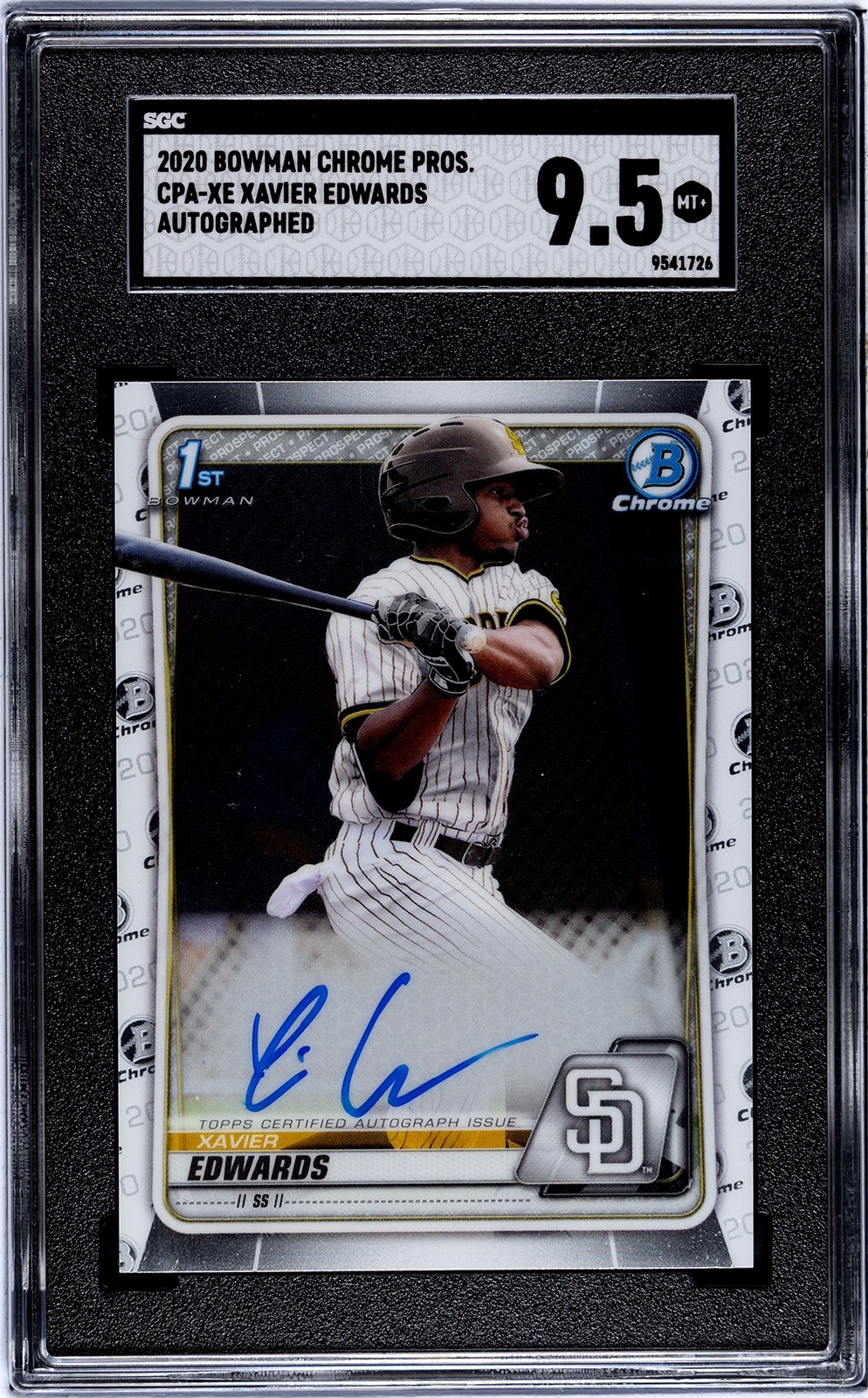 2020 Bowman 1st Chrome Pros. CPA-XE Xavier Edwards auto SGC 9.5