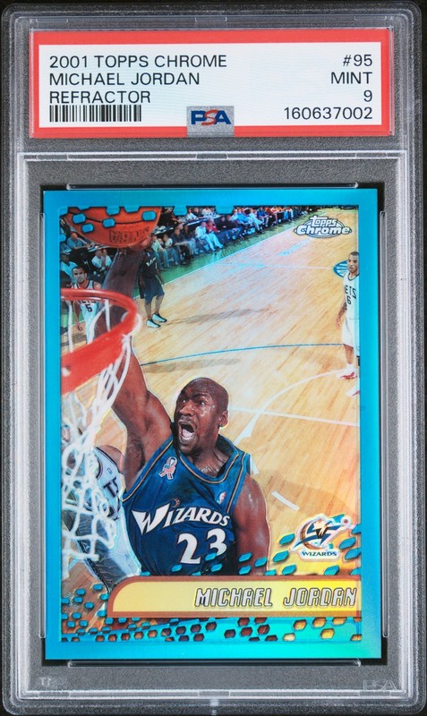 2001 TOPPS CHROME REFRACTOR #95 MICHAEL JORDAN PSA 9
