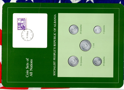 Coin Sets of All Nations Albania UNC 1 lek, 50, 20, 10, 5 Qindarka 1969