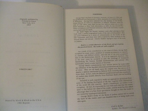 Joshua and Judges by George Bush. Klock & Klock Commentary, 1981 - Picture 5 of 6