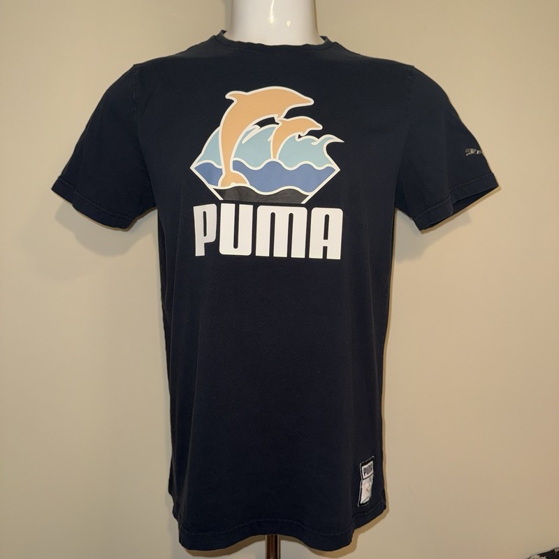 Puma Pink Dolphin LogoGraphic T-Shirt | Black | Size XL