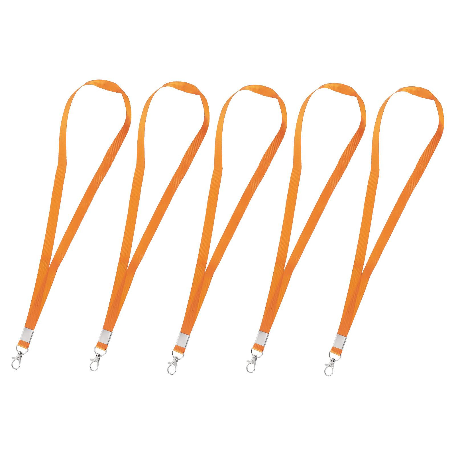 5-Pack Orange Flat Lanyard Neck Straps with Swivel Hook Clips for Office Use