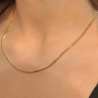 18K massives Gold kubanische Gliederkette Damen Halskette 2 mm 16'' 18'' 20'' 22'' 24'' 30'' NEU