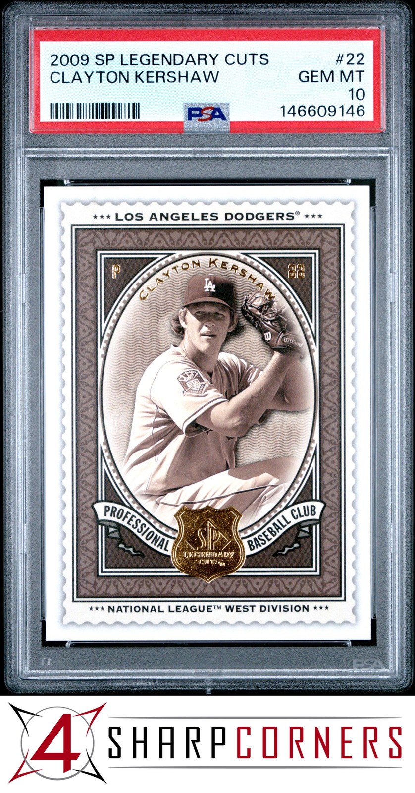 2009 SP LEGENDARY CUTS #22 CLAYTON KERSHAW POP 4 PSA 10