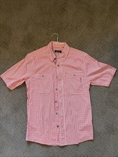 Orvis Pink Plaid Button Up Short Sleeve Shirt Size S