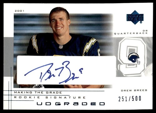2001 UD Graded Drew Brees Rookie Auto 251/500 - 第 1/2 張圖片