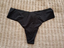 NEW Victoria's Secret Pink No Show Thong Underwear Medium With Tag Black