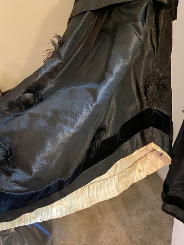 Original Antique Civil War Black Silk Bodice Pagoda Sleeves Elaborate Trimmings - Picture 16 of 24