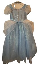 Disney Store CINDERELLA Blue Sparkly Shiny Ball Gown Costume Dress Girls 11/12