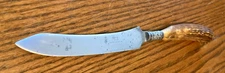 Antique 5." Blade Knife Antler Stag Handle w/Sterling Endcap ~Meriden Cutlery Co