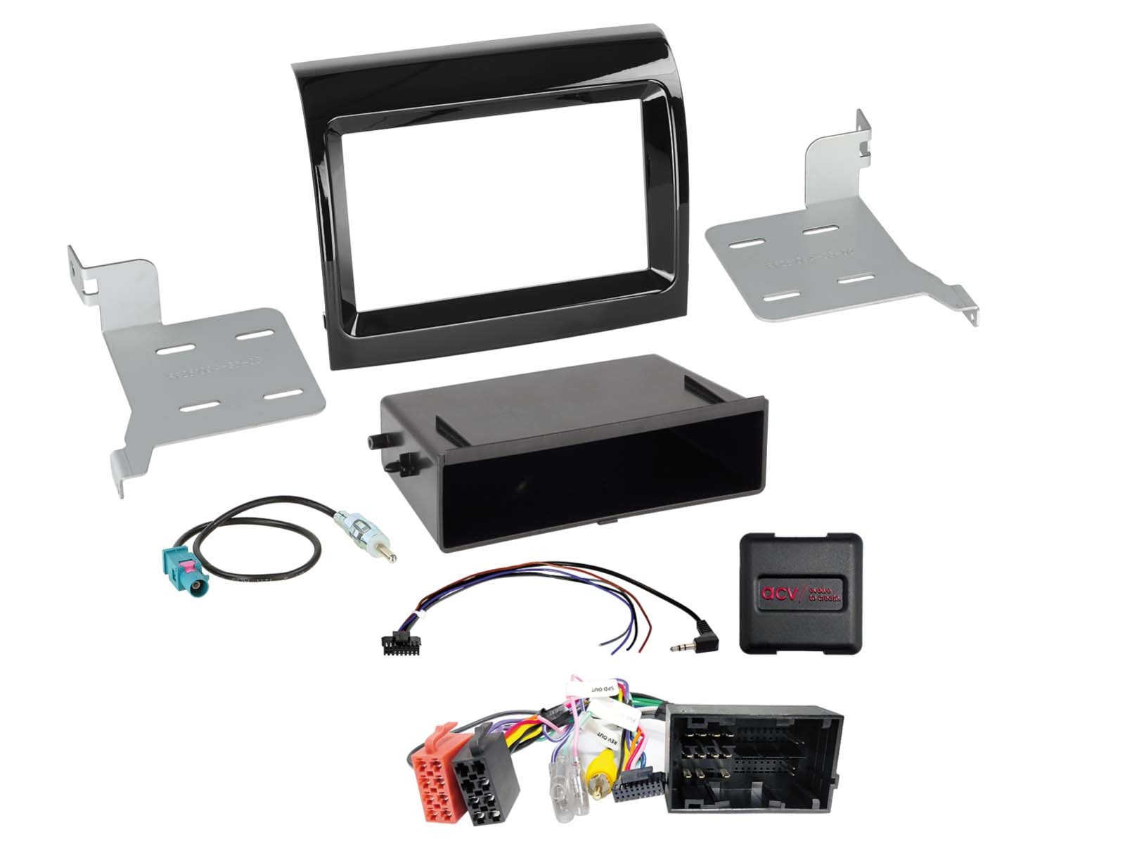 Kit d'intégration 2-DIN compatible SWC pour autoradio Peugeot Fiat