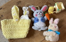 Vintage Easter Finds Handmade Sequins Beaded Bunny  Crochet, Hallmark, Pincher