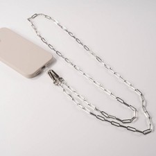 Hello Lux Paper Clip Chain Phone Crossbody Strap Silver