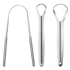 3 PCS Metal Tongue Scraper, Tongue Scrapers for Adults Kids, Stainless Steel
