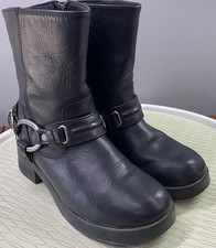 Harley-Davidson Women's Black Leather Motorcycle Riding Harness Biker Boots 6.5