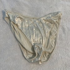 True Vintage Victoria  s Secret Second Skin Satin Gold Label Flutter Bikini L  