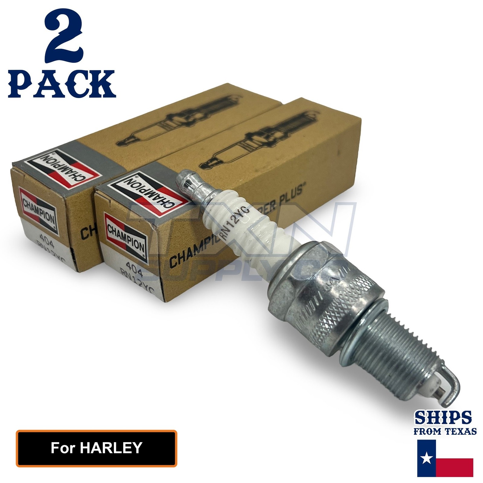 2 Pack Champion Spark Plug - For 1988-1999 FLSTC Heritage Softail Classic Harley