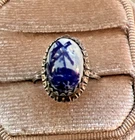 835 Silver Vintage GBS Netherlands Ceramic Old Windmill Ring Size 6.25