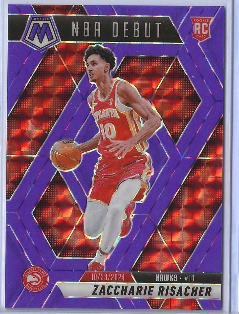 2024-25 Panini Mosaic Zaccharie Risacher NBA Debut Purple Fluorescent Prizm /249