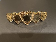 Vintage Gold Tone Kirks Folly Clustered Hearts Barrette