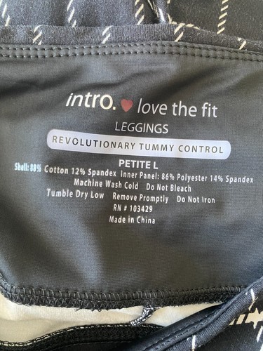Intro Love The Fit seamless Tummy control Leggings plaid Black White Size PL - Picture 3 of 4