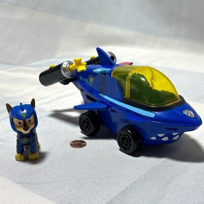 Paw Patrol Aqua Pups Chase's Shark Vehicle Plane / Jet & Chase Pup Figure
