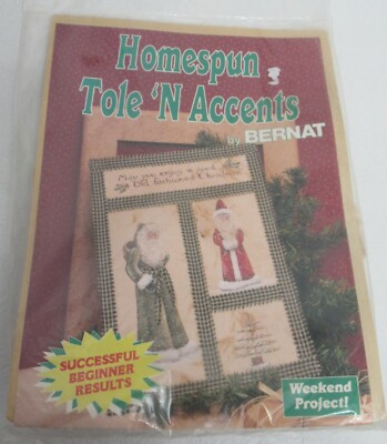 Christmas Homespun Tole 'N Accents by Bernat Old World Santa Sampler Kit Vintage