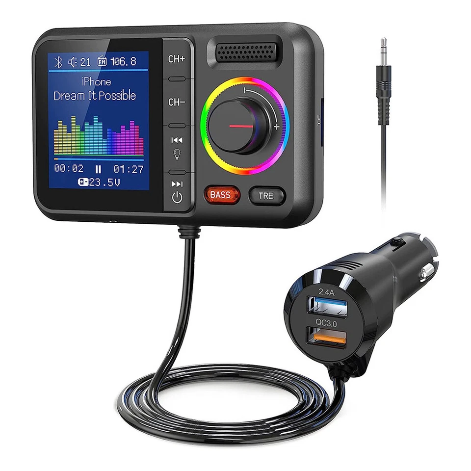FM Transmitter Radio Auto KFZ Bluetooth 5.0 Dual USB Ladegerät Adapter für Handy - Bild 2 von 4