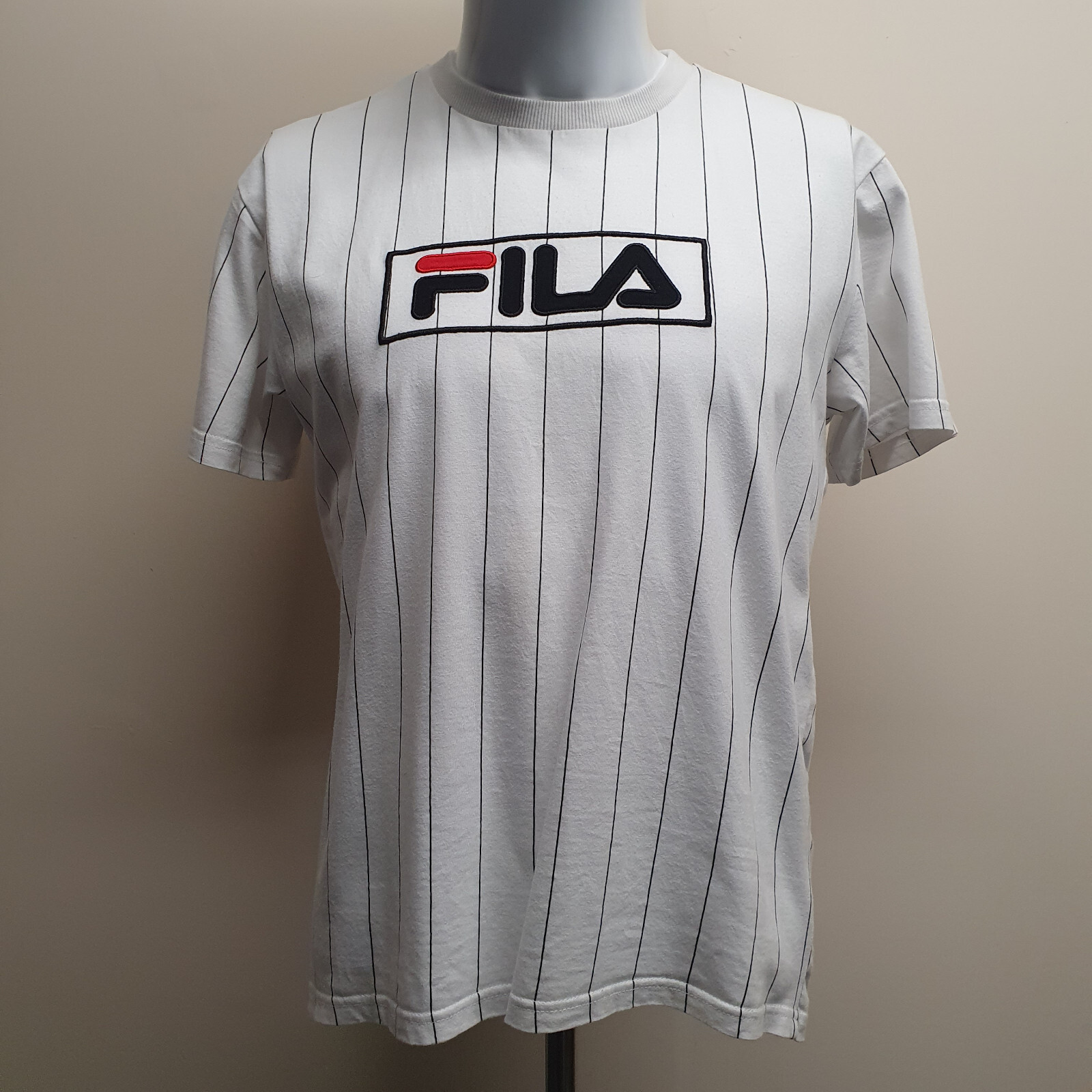 T shirt Fila vintage uomo bianca cotone righe retrò vintage jersey taglia XS
