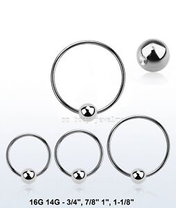 Captive Bead Ring Size Chart