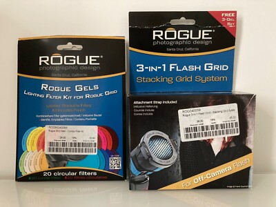 Set aus ROGUE 3-in-1 Flash Grid + ROGUE Gels Lighting 20 Filter Kit Flash Blitz