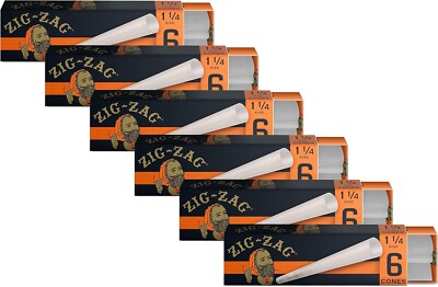 Zig-Zag Ultra Thin Pre Rolled Paper Cones - 1 1/4 Size, 6-Pack, Prerolled