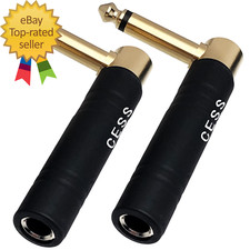 CESS-190 Guitar Plug Adapter Right Angle 1/4 Inch TS Female to 1/4 Inch TS Male