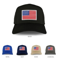 XXL Oversize White USA American Flag Patch Solid Baseball Cap - FREE SHIPPING