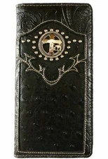  Men Wallet Western Bifold Check Book W069-30 Cross Praying Cowboy Black