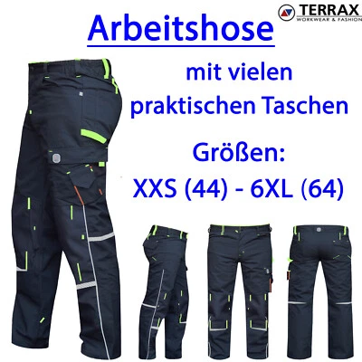 TERRATREND JOB GERMANY Arbeitshose Berufshose Bundhose Berufskleidung schwarz Schutz lang Größe 44-64 +