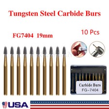 10Pcs Dental Tungsten Carbide Burs Trimming  Finishing Egg Football Bur FG 7404