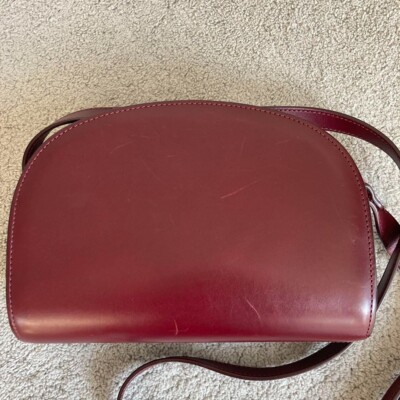 A.P.C. Half Moon leather Shoulder Bag zipper color bordeaux Wine