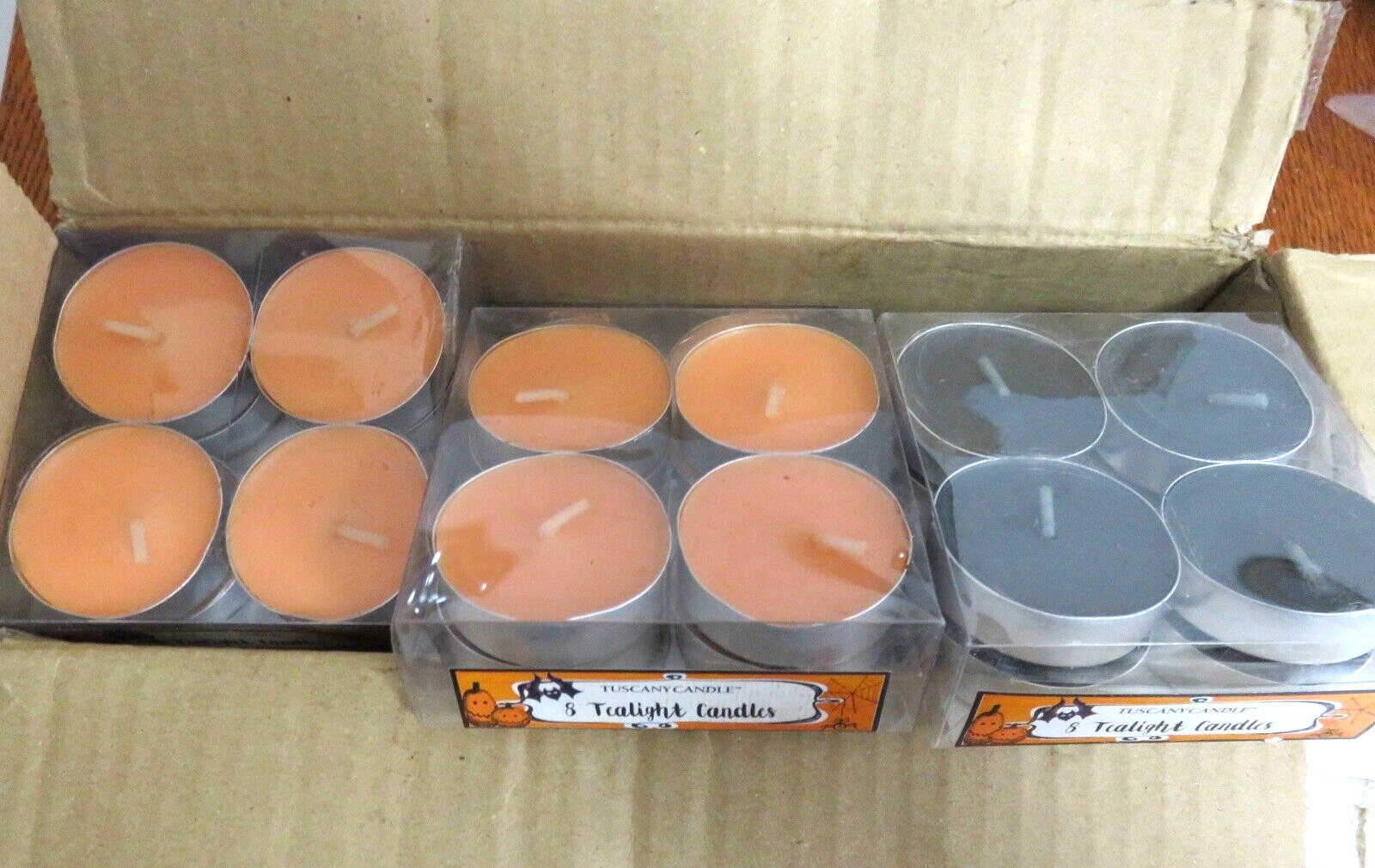 96-Pk Black & Orange Tea Lights Tuscany Candle Halloween Party Unscented