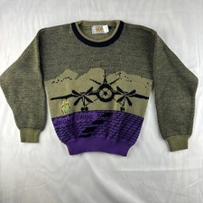 VTG Kids Wool Sweater Size Medium Wright Bros Embroidered