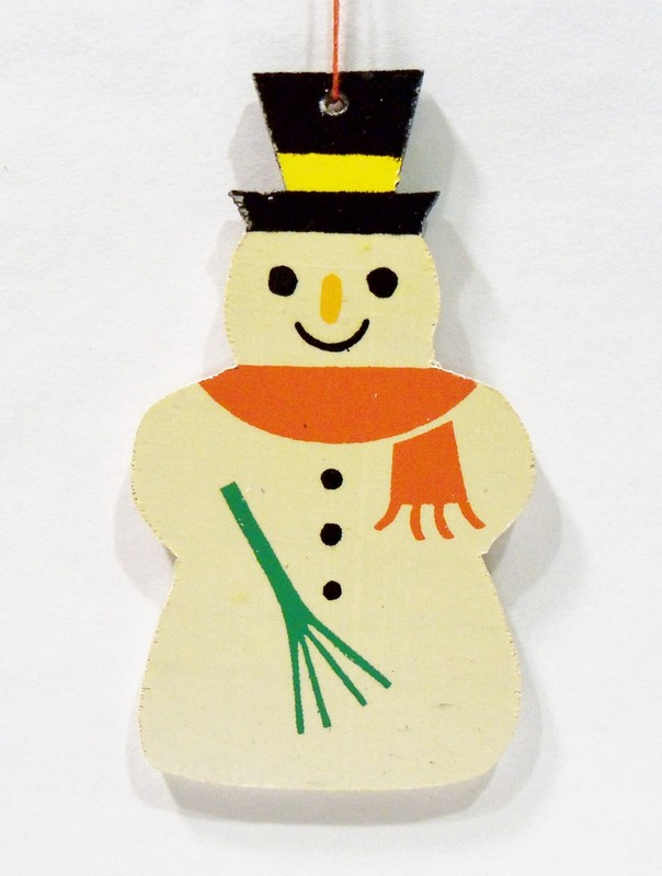Erzgebirge Germany Snowman Wooden Wood Fretwork Christmas Winter Vntg Ornament