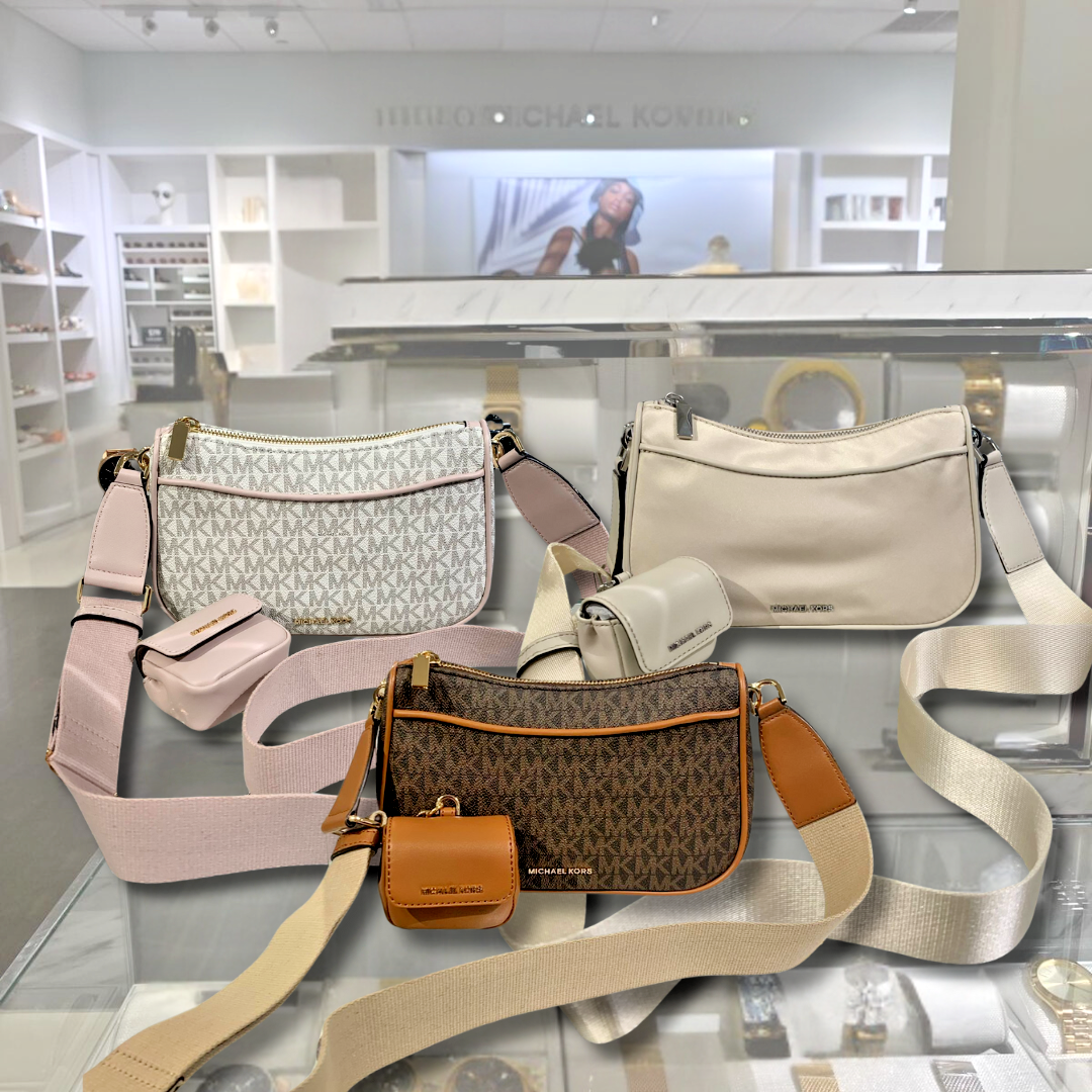 Michael Kors Jet Set MD Signature Logo Crossbody Bag w/ Apple AirPods Pro Case-image