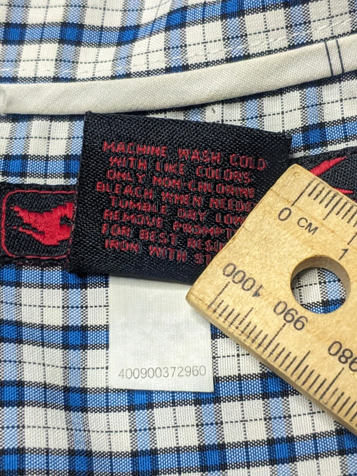Team Hawk Men's Plaid Button Up Shirt Blue Size M Casual Y2K Style - Image 3 of 4