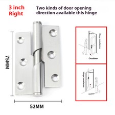 Rising Butt Door Hinges Stainless Steel 304 Right or Left 3''- 4", 75mm - 100mm