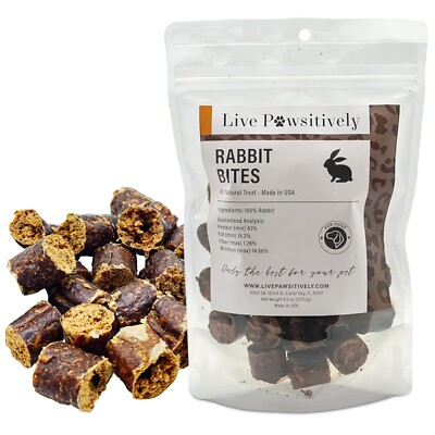  Live Pawsitively Rabbit Bites Single Ingredient Dog Treat 4.5oz Made in USA