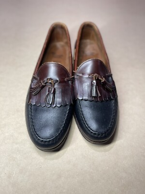 Allen Edmonds Nashua EUC BLK/BRN Kiltie Tassel Loafers Mens 