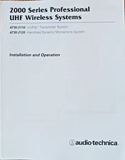 Audio-Technica ATW-2110 and ATW-2120 UHF Wireless Original Owner's Manual Book