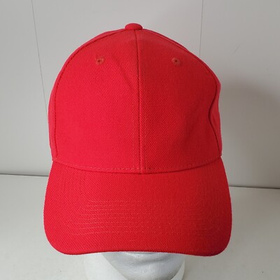 Solid Red Blank Adjustable Hat Baseball Cap Adult NWOT 100% Acrylic