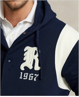 Chaqueta con capucha polar grande y alta Polo Ralph Lauren para hombre azul marino/crema, EE. UU. 3LT Foto 3 de 3